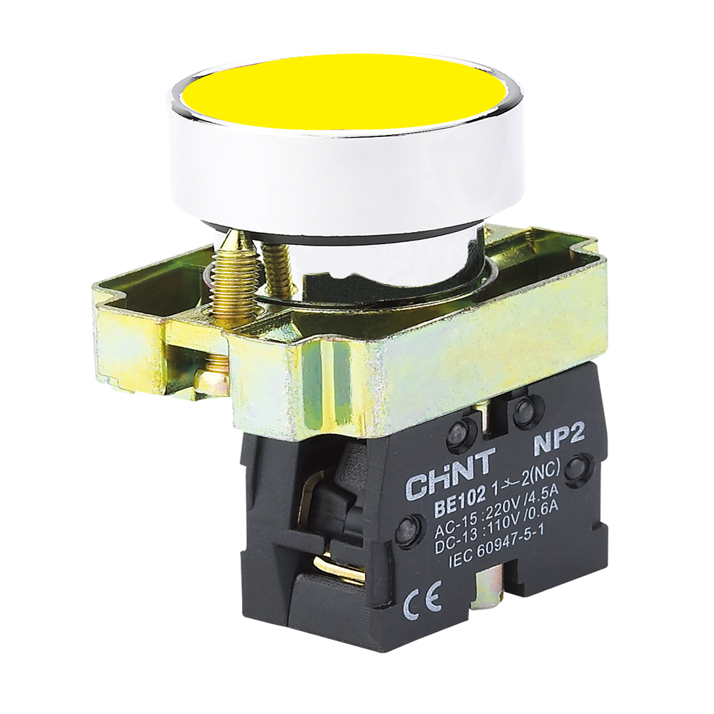Chint Metal Pushbutton Head Yellow+1NO Contact IP40