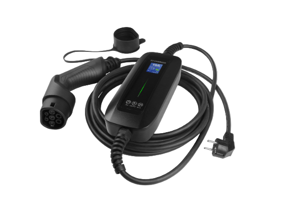 BS-PCD032-3KW- 32A 1phase with Type 2 plug, 5-meter portable charger with schuko plug