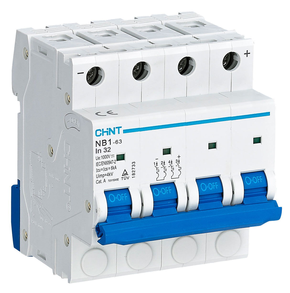 Chint MCBs 2A 4P 6kA C Curve