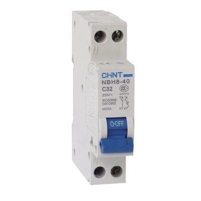Chint 4.5kA 1P+N 2A Compact Circuit Breaker C Curve