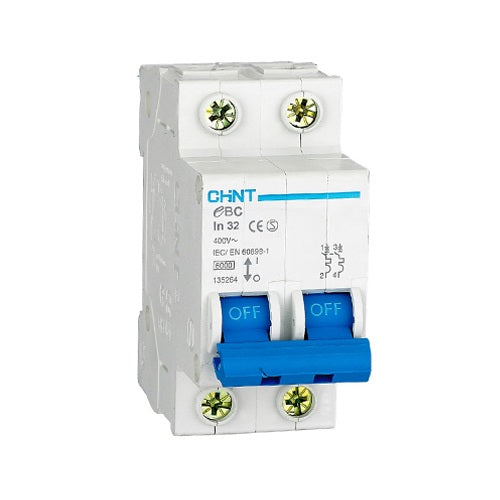 Chint MCBs 10A 2P 3kA C Curve