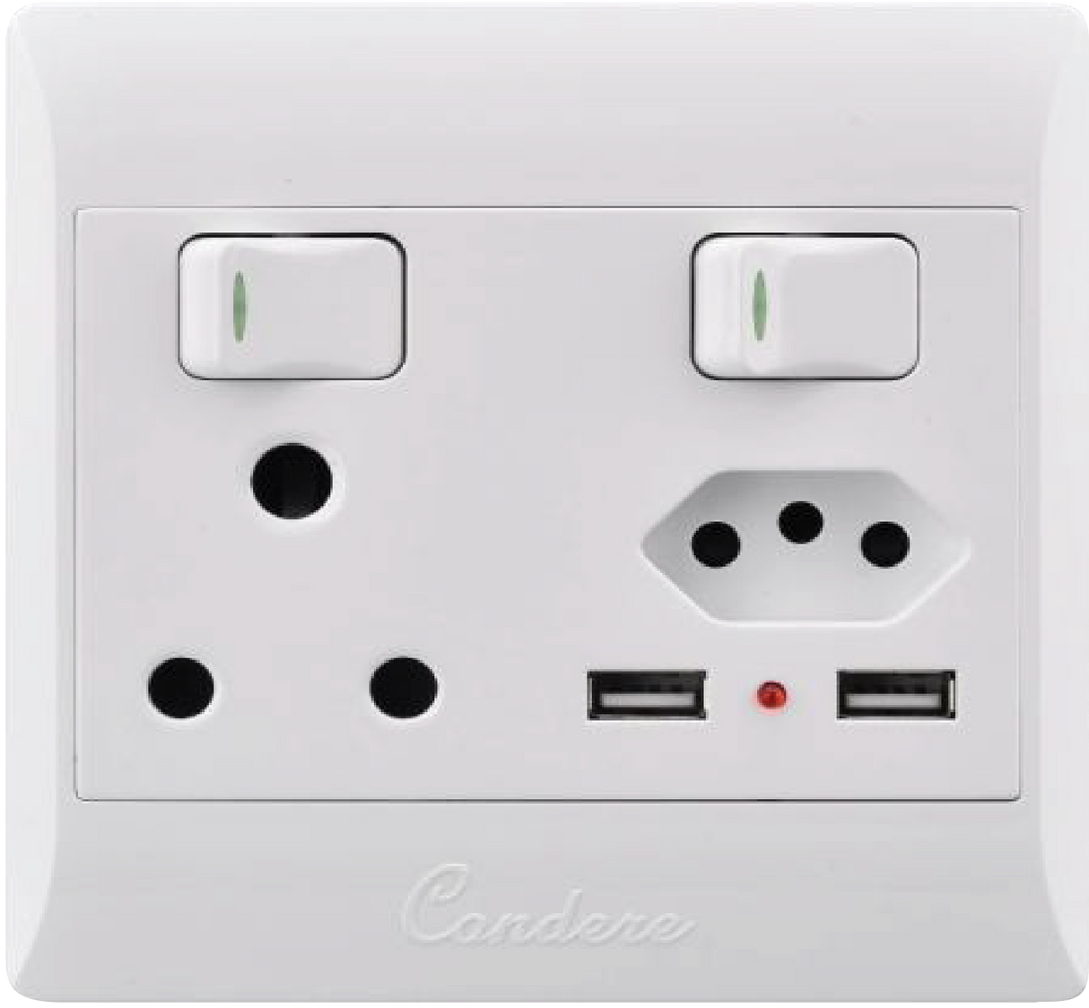 Condere Switched Socket 16A + 10A + 2 USB
