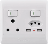 Condere Switched Socket 16A + 10A + 2 USB
