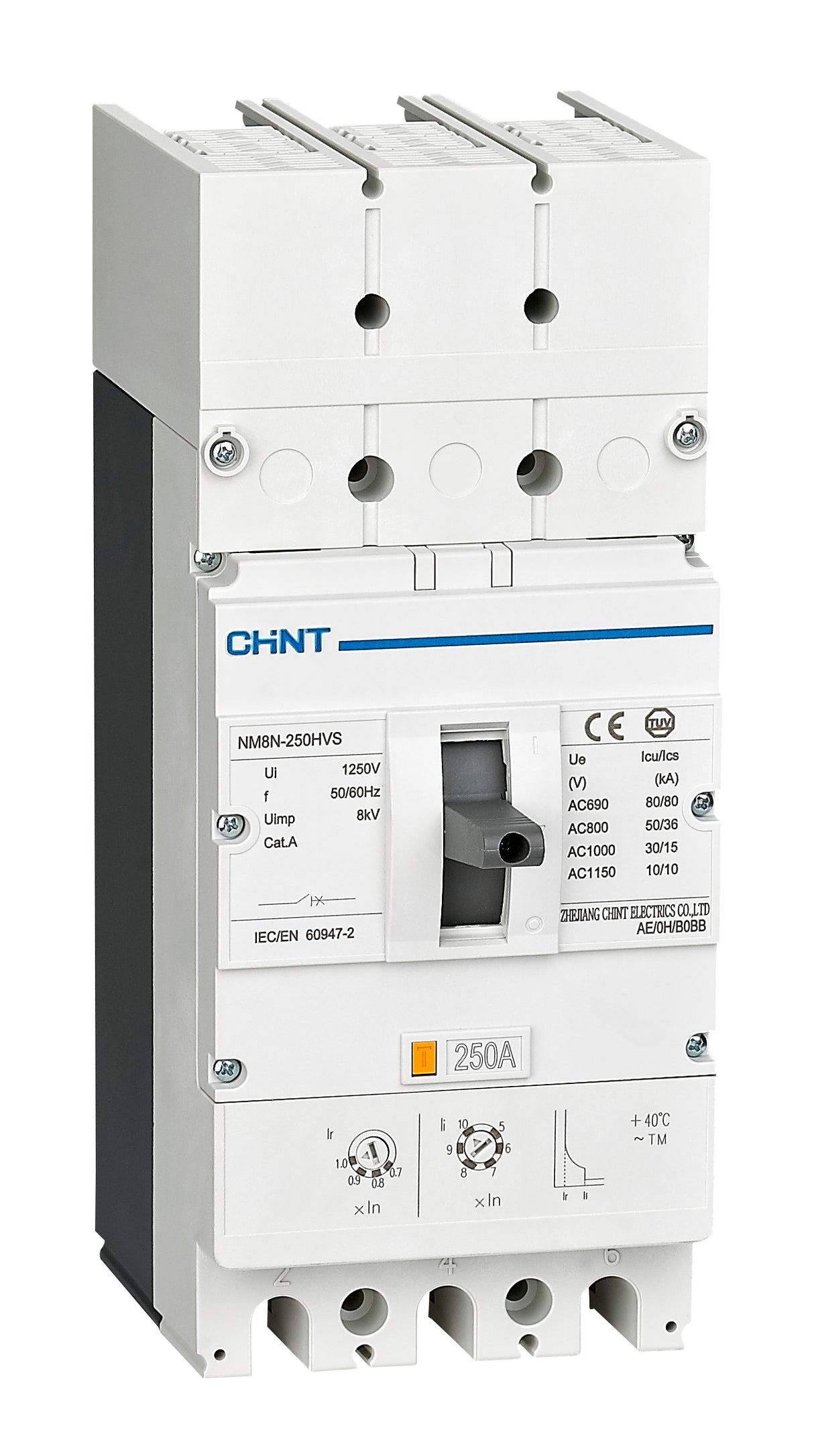 CHINT 30KA 250A 3P AC1000V MCCB (Thermal/M 0.7 1In)