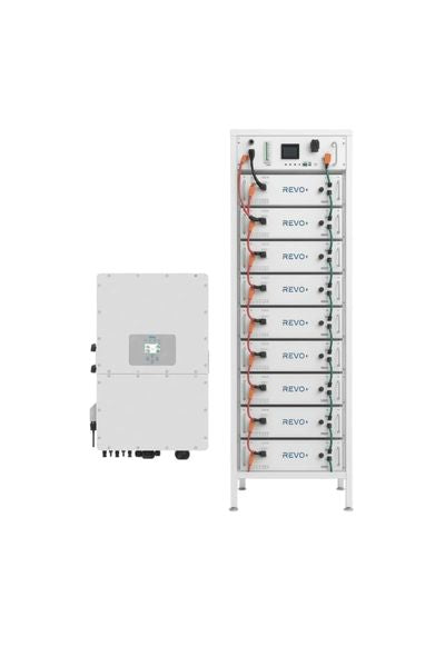 Revo + 61.44kWh HV Battery Set (Includes 12 x 5.12kWh battery, Deye 50kw Hybrid Inverter, Rack and HV Control box