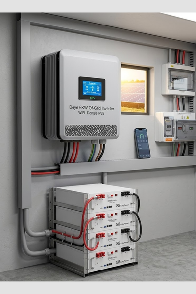 DEYE 6KW Off-Grid inverter with WIFI Dongle IP65, 5 Years warranty, 2 MPPT