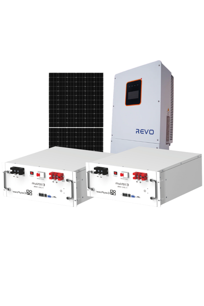 REVO 8kW Hybrid Inverter + 2 × 5.12kWh ELithium Batteries + 12 × 585W Amerisolar Bifacial Solar Panels