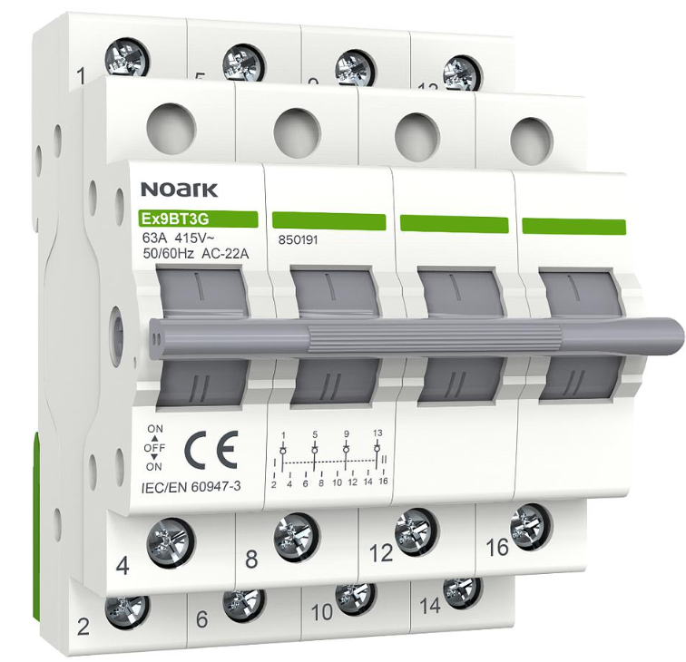 Noark DC Changeover Switch 63A 4P Din Rail